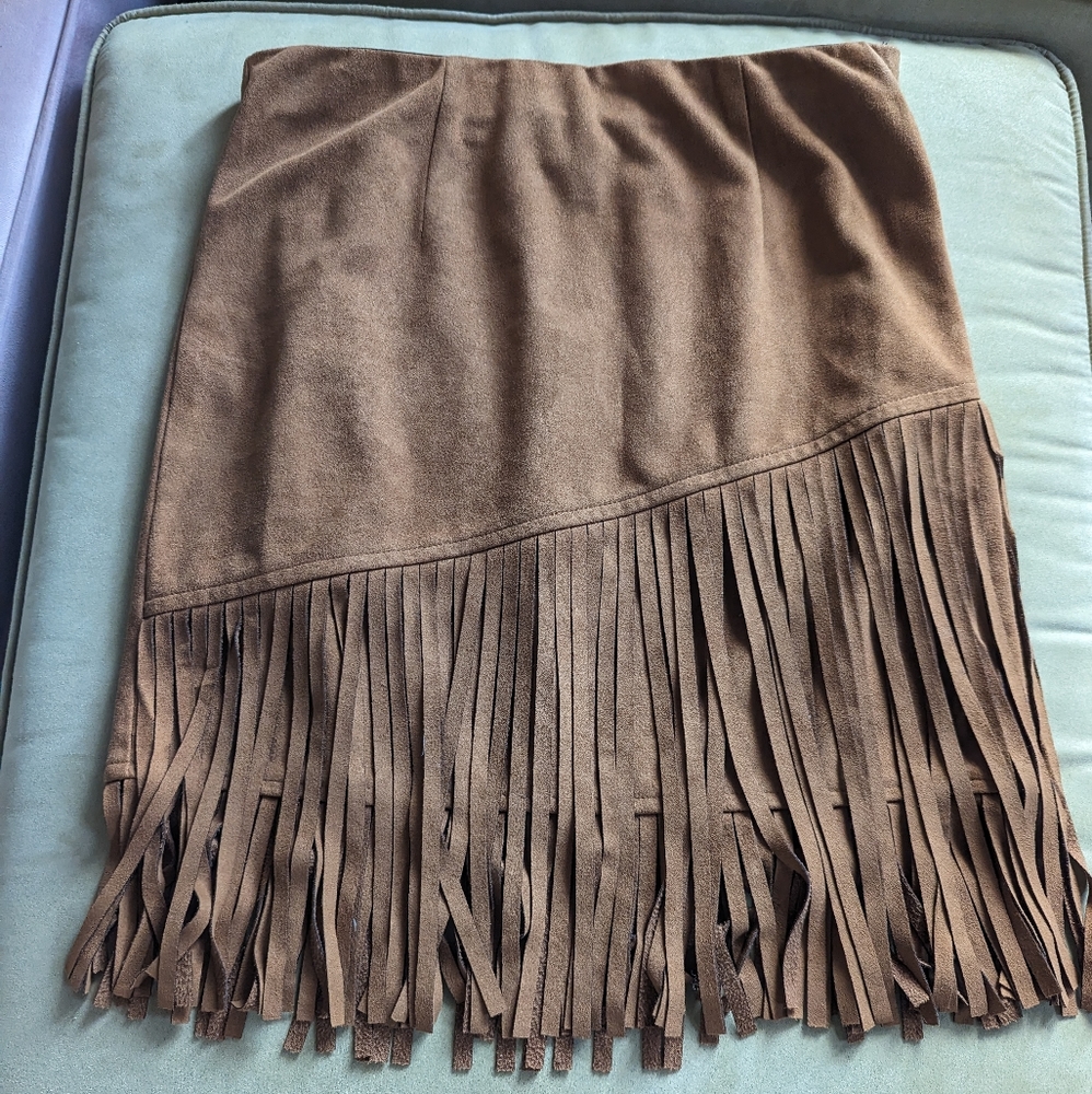Suede look Fringe skirt